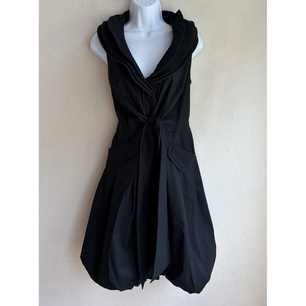 Samuel Dong Classic Bubble Dress L Black Wired Collar Avant Garde Minimalist